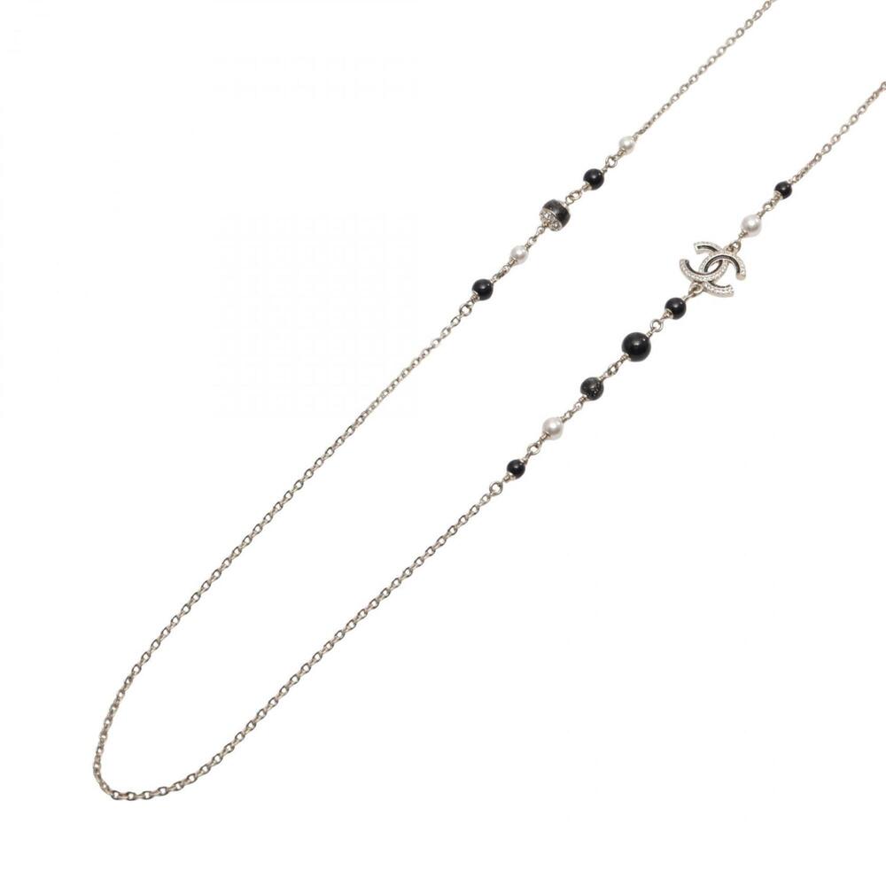 Chanel C25B Coco Mark Necklace, Gold Plated (GP), Faux Pearl, Rhinestone, Wom...